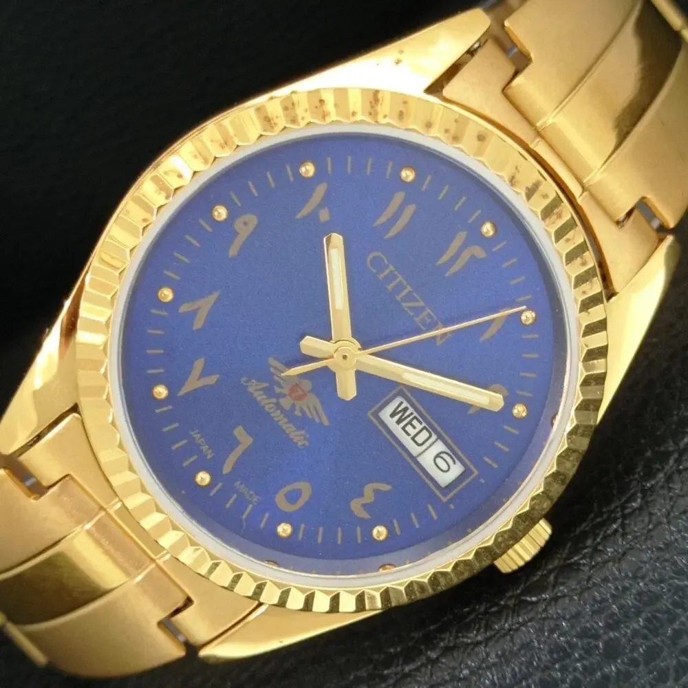 Vintage 1989 Citizen Automatic Mens Gold Watch W/daydate & Gold Accents